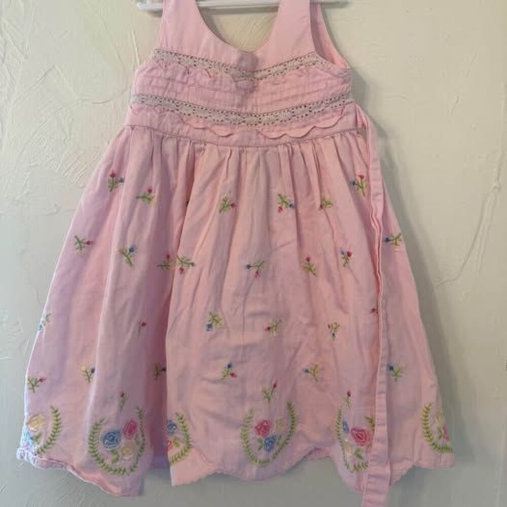 Vintage cotton kids embroidered floral dress 4t